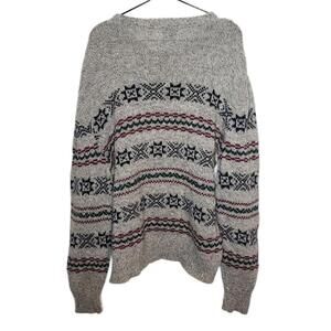 Vtg Royal North Mills Outfitters Women's L Gray Wool Grandpa Sweater(1644)